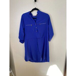 Speed Control New‎ York Womens Royal Blue Tunic Dress W/Front Zipper Pocket L
